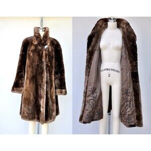 Vintage 40s 50s Mouton Coat Italian Very Chunky Fur Wool Very Thick Lamb Fur M L